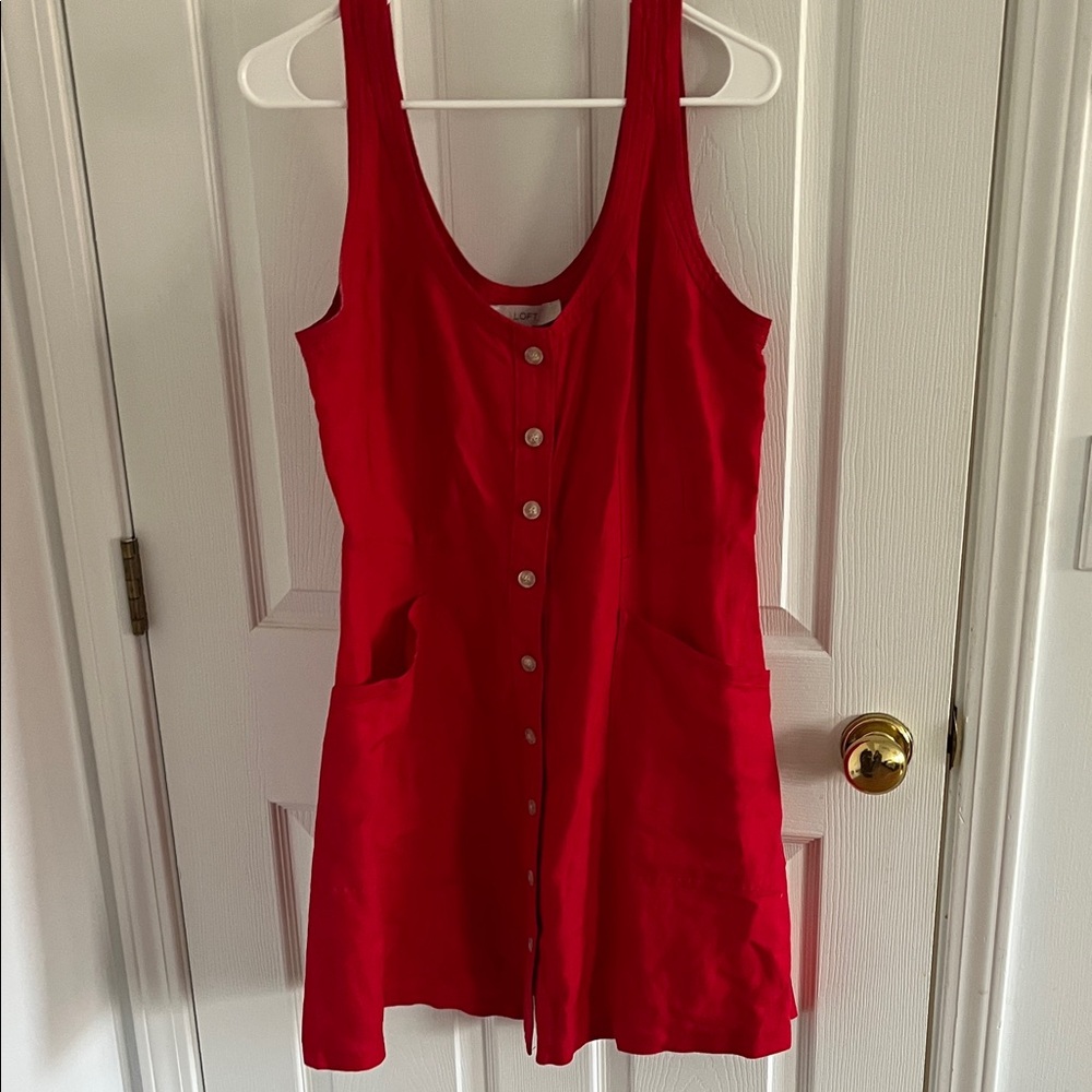 LOFT Vibrant Red Sleeveless Dress